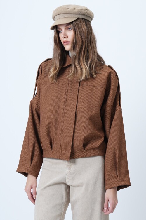 Omuz Apoletli İçi Astarlı Kadife  Bomber Ceket