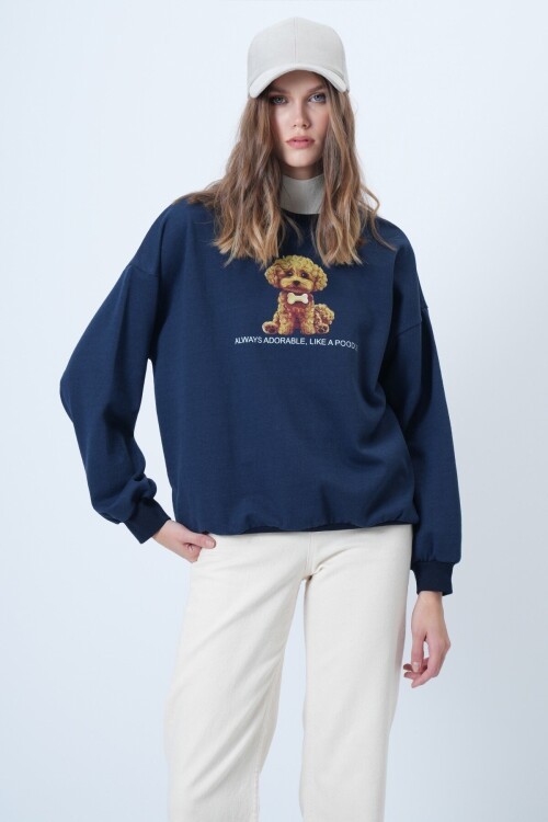 Önü Baskılı Oversize Pamuklu Sweatshırt