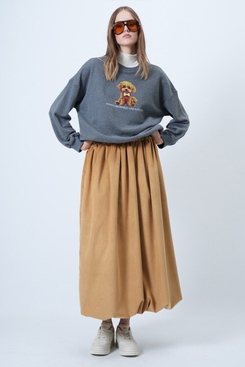 Önü Baskılı Oversize Pamuklu Sweatshırt