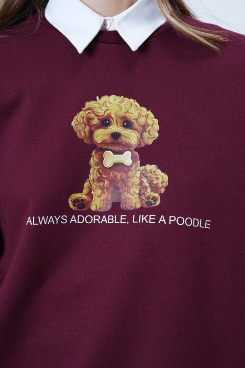 Önü Baskılı Oversize Pamuklu Sweatshırt