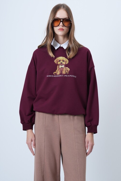 Önü Baskılı Oversize Pamuklu Sweatshırt