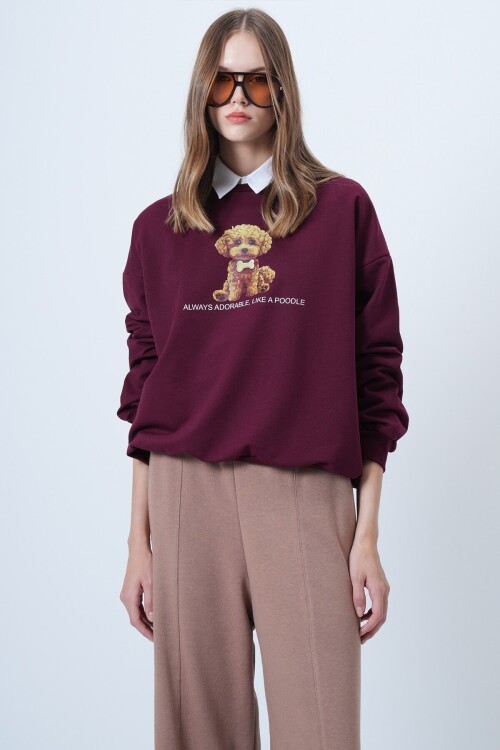 Önü Baskılı Oversize Pamuklu Sweatshırt