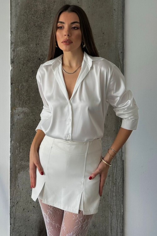 Oversize Basic Saten Gömlek