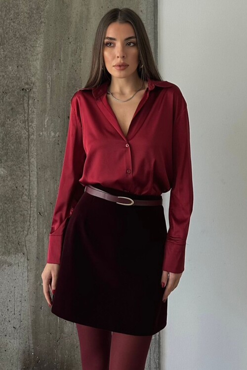 Oversize Basic Saten Gömlek