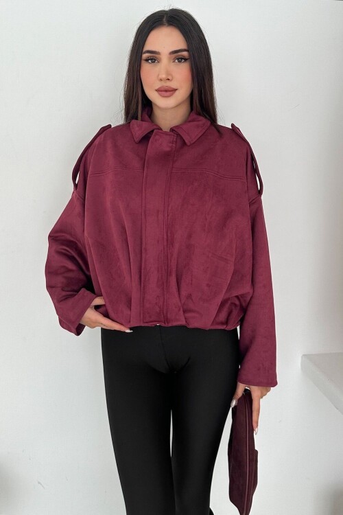 Oversize Süet Fermuarlı Ceket