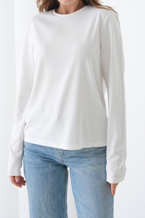 Parmak Geçirmeli Bisiklet Yaka Basic Bluz