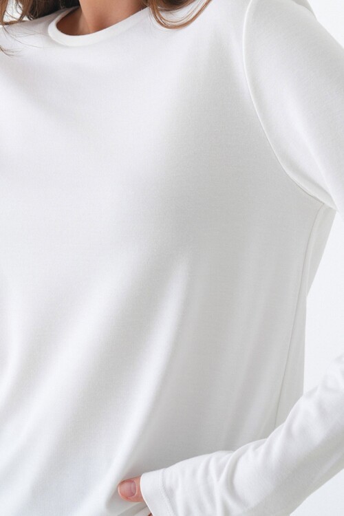 Parmak Geçirmeli Bisiklet Yaka Basic Bluz