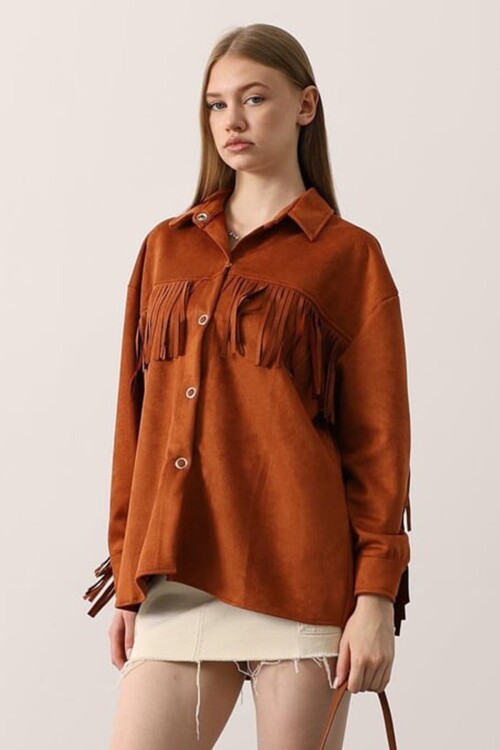 Püskül Detaylı Çıtçıt Kapamalı Gömlek