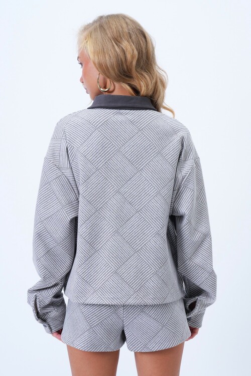 Süet Yakalı Çift Cepli Manşet Kollu Gizli Patlı Fermuarlı Ceket