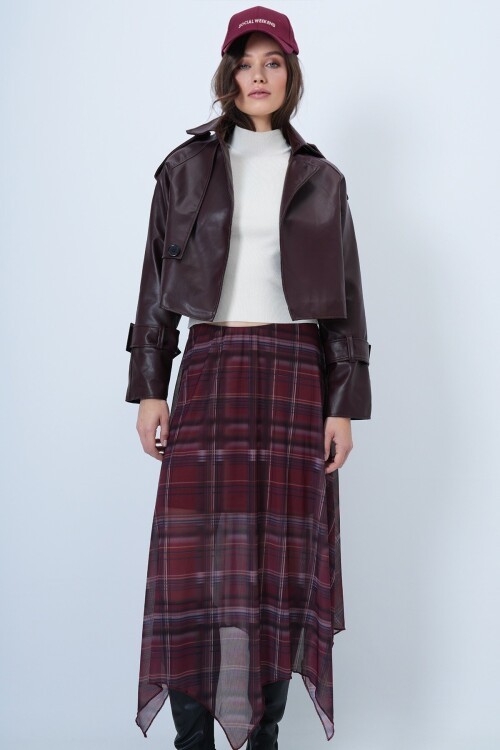 Toka Detaylı Oversize Suni Deri Ceket