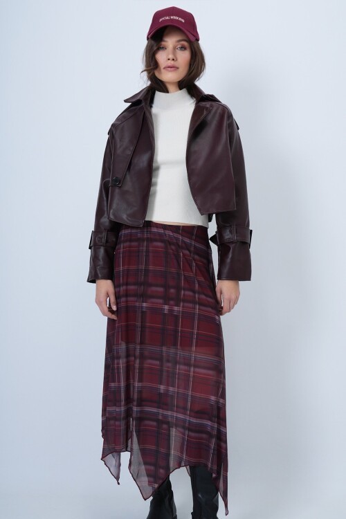 Toka Detaylı Oversize Suni Deri Ceket