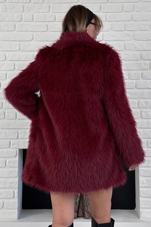 Uzun Tüylü Yumuşak Dokulu Şık Peluş Kaban