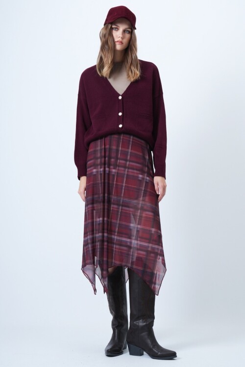 V Yaka Çift Cepli Triko Hırka