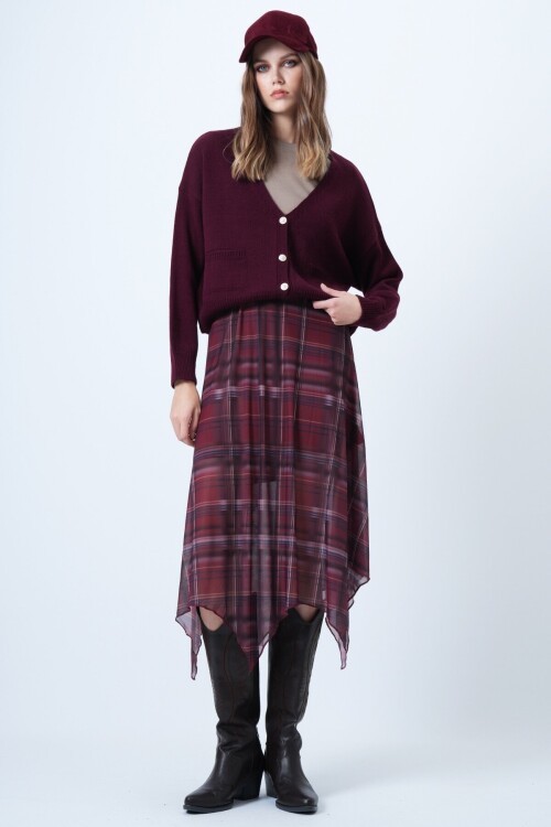 V Yaka Çift Cepli Triko Hırka