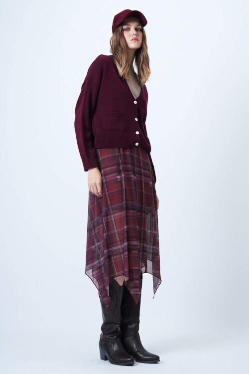 V Yaka Çift Cepli Triko Hırka