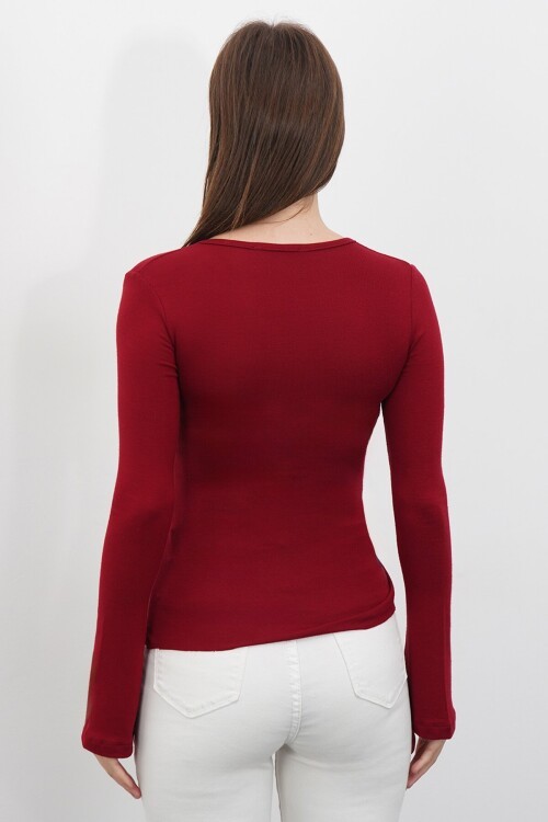 V Yaka Gold Aksesuarlı Ottaban Bluz