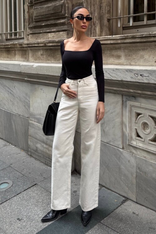 5 Cepli Yüksek Bel Palazzo Jean