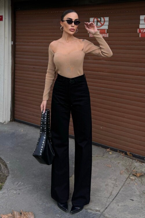 5 Cepli Yüksek Bel Palazzo Jean