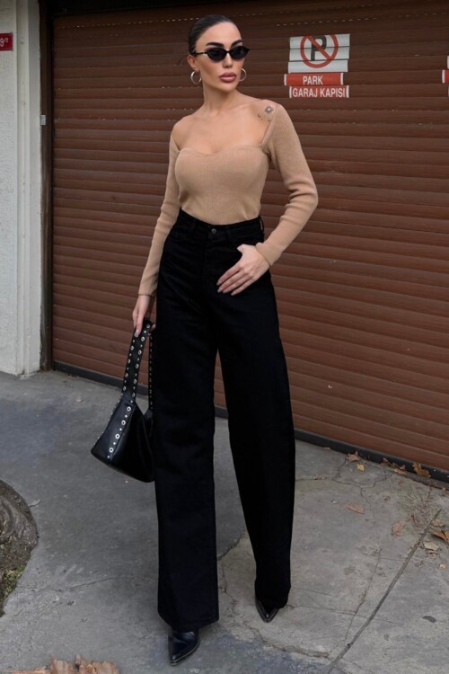 5 Cepli Yüksek Bel Palazzo Jean