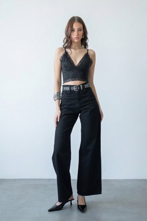 5 Cepli Yüksek Bel Palazzo Jean