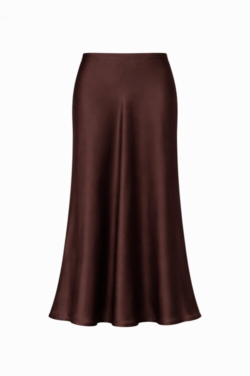 Acı Kahve Saten Maxi Etek