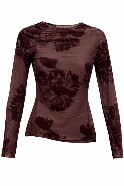 Acı Kahve Transparan Bluz