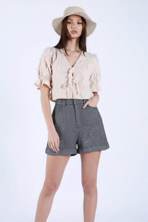 Antrasit Duble Paça Çift Cepli Kışlık Kaşe Şort