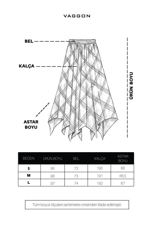 Kahverengi Asimetrik Ekoseli Etek
