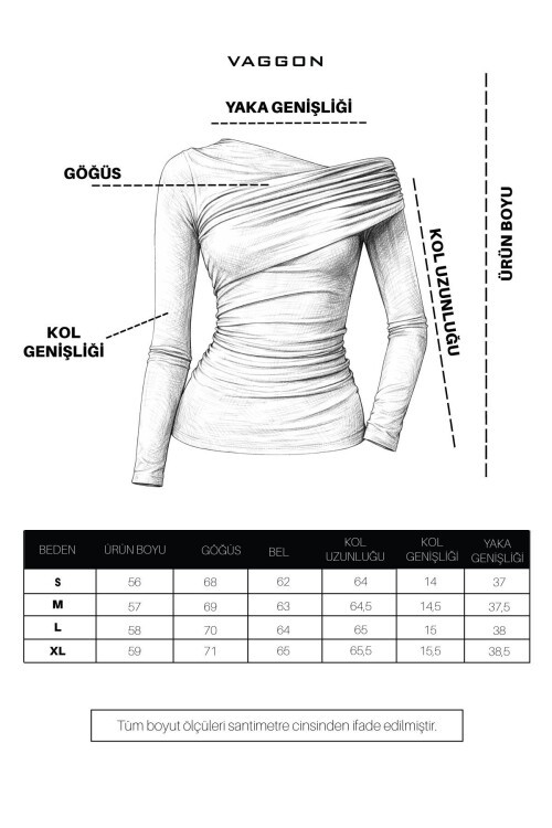 Acı Kahve Asimetrik Likralı Bluz