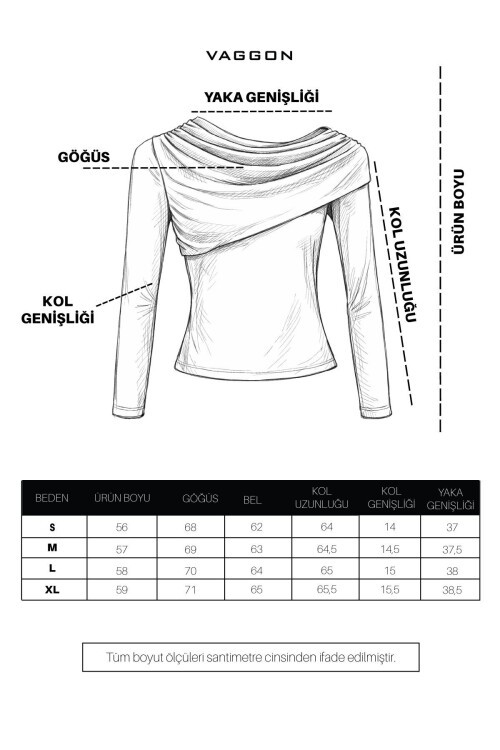 Siyah Asimetrik Likralı Bluz
