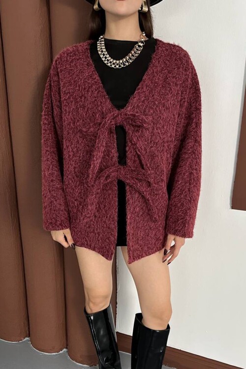 Bağlama Detaylı Peluş Hırka