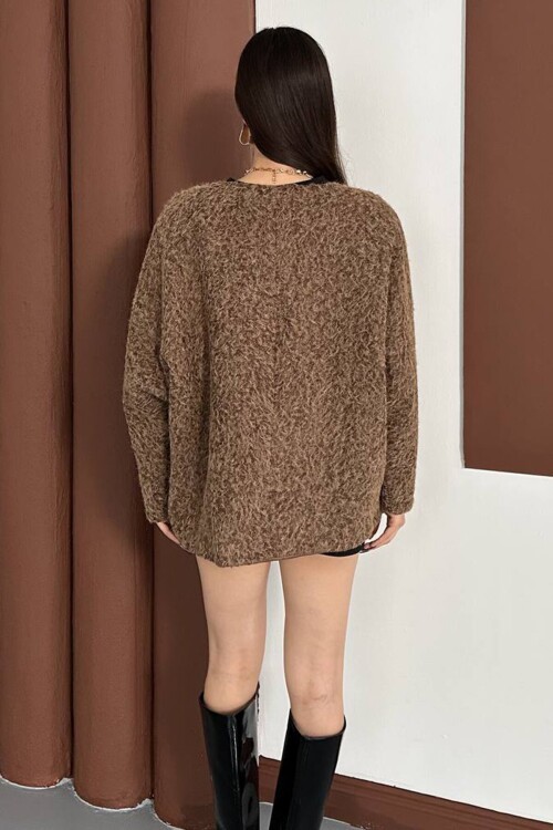 Bağlama Detaylı Peluş Hırka