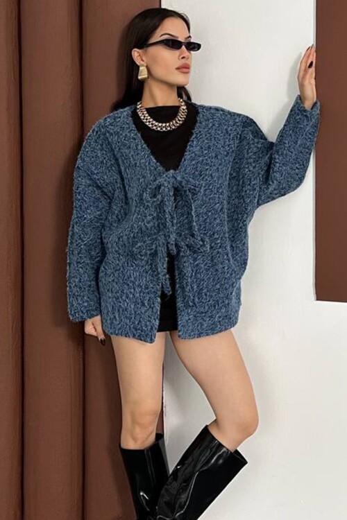 Bağlama Detaylı Peluş Hırka