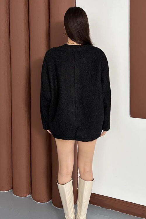 Bağlama Detaylı Peluş Hırka