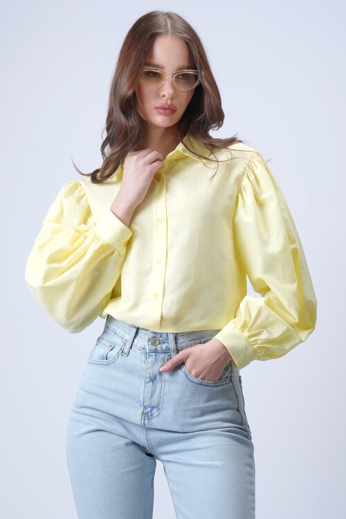 Sarı Balon Kol Gömlek