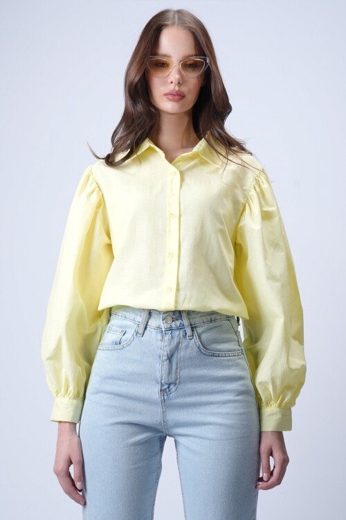 Sarı Balon Kol Gömlek