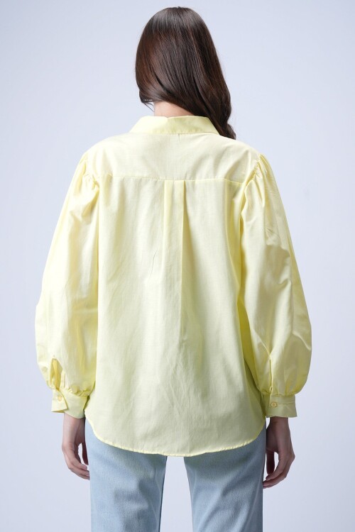 Sarı Balon Kol Gömlek