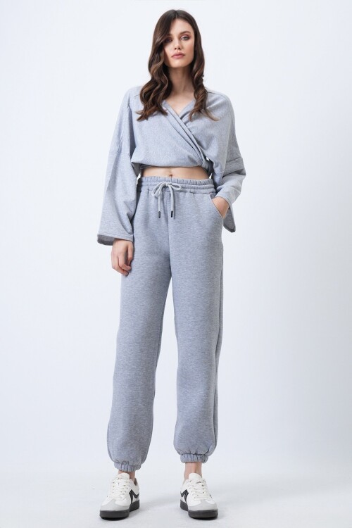 Beli Lastikli Çift Cepli 3 İplik Eşofman Altı