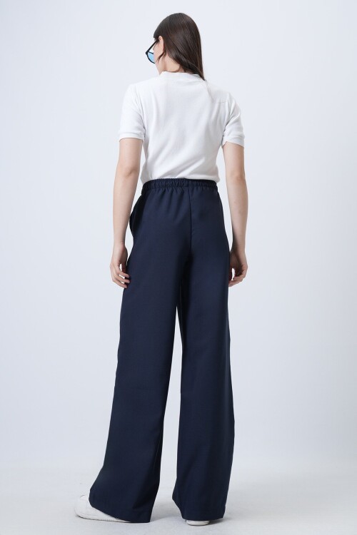 Beli Lastikli Çift Cepli Palazzo Pantolon