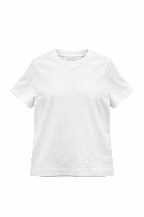 Beyaz Likralı Kısa T-Shirt