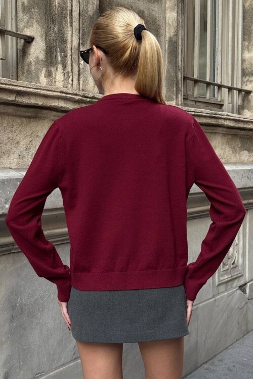 Bisiklet Yaka Düğmeli Triko Hırka