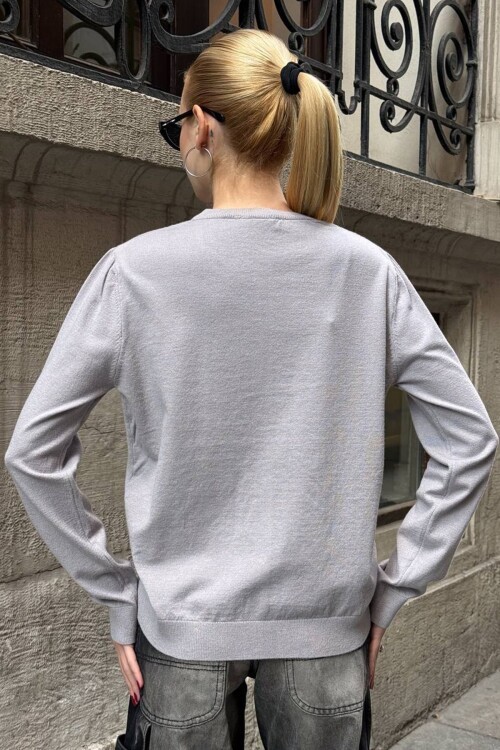 Bisiklet Yaka Düğmeli Triko Hırka