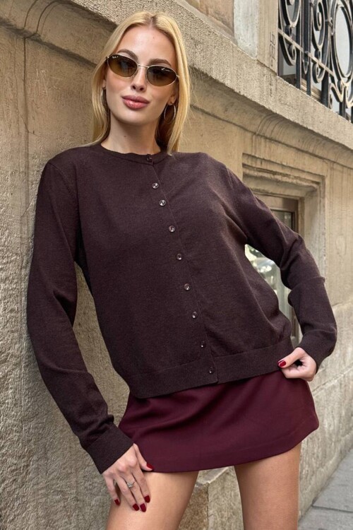 Bisiklet Yaka Düğmeli Triko Hırka