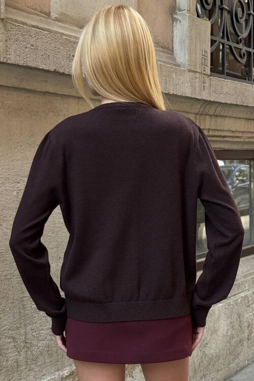 Bisiklet Yaka Düğmeli Triko Hırka