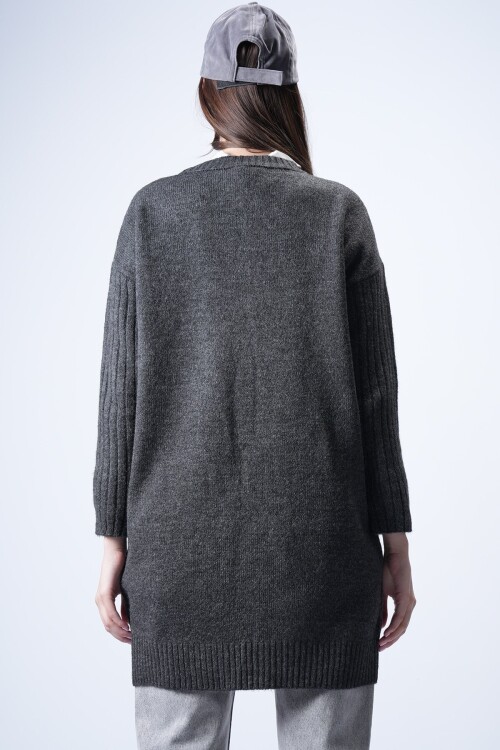 Antrasit Bisiklet Yaka Triko Kazak