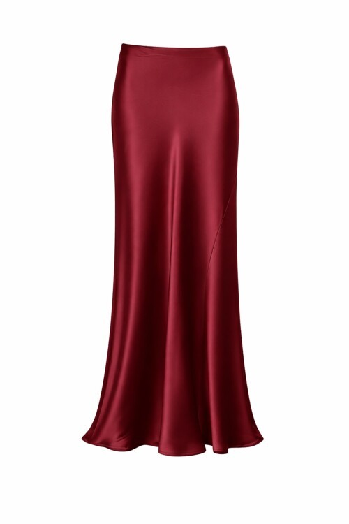 Bordo Saten Maxi Etek
