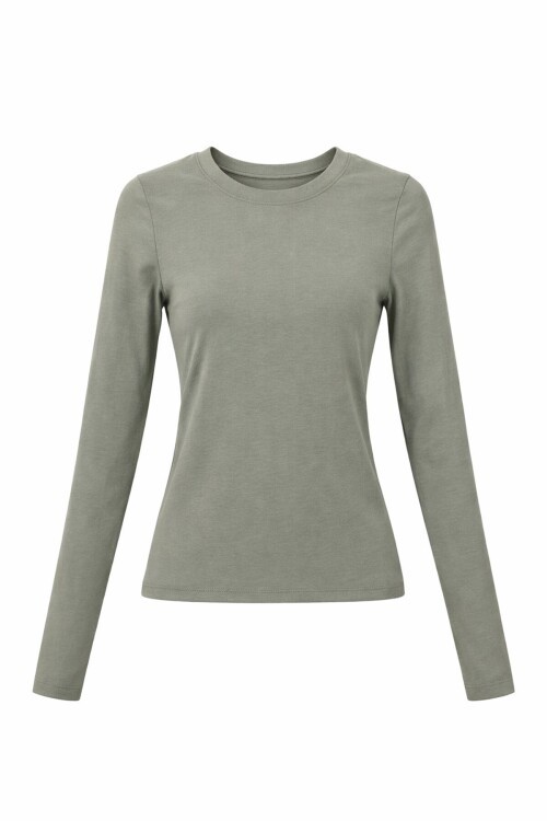 Çağla Yeşili Likralı Uzun Kollu Bluz