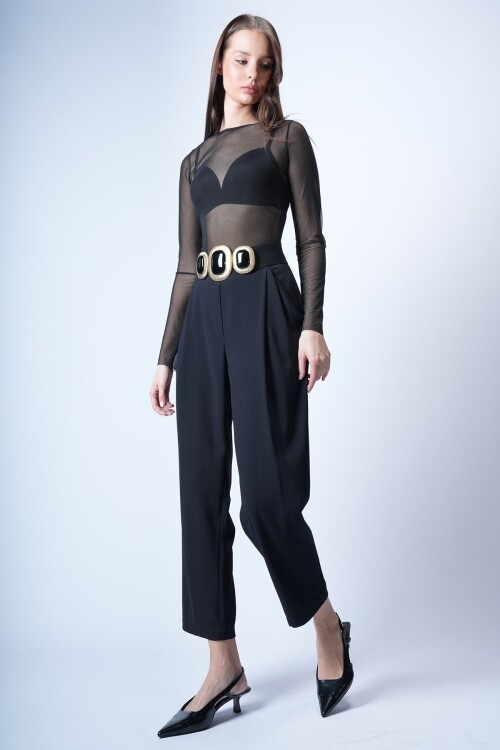 Siyah Cepli Palazzo Pantolon