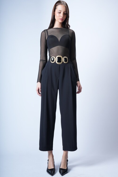 Siyah Cepli Palazzo Pantolon