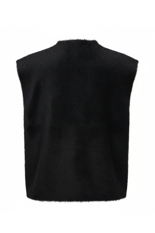 Çift Cepli Gold Düğmeli Yumoş Yelek